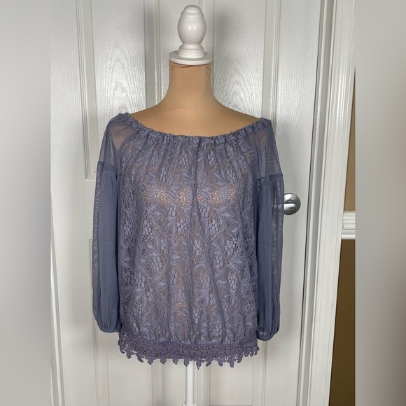 Free People Lace Top in Periwinkle Small - Picture 8 of 12